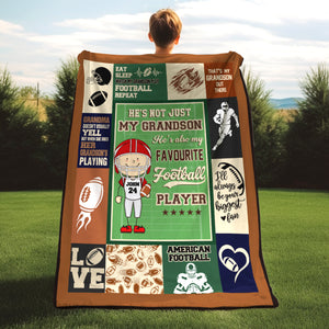 He's Not Just My Son, Gift For Son, Personalized Blanket, Football Player Grandson Blanket - Blanket - GoDuckee