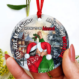 Personalized Ornament - Love Actually Couple Ceramic Circle Ornament - 01KAPO211123TM - Ornament - GoDuckee