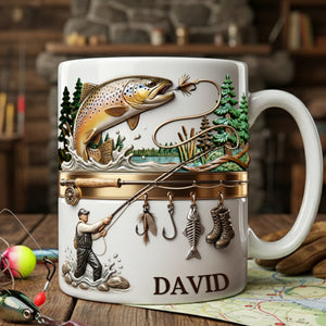 Hooked on Fishing White Coffee Mug - Personalized Gift For Fishing Lovers 02PALU201225 - Coffee Mug - GoDuckee