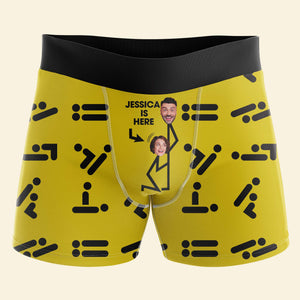 Personalized Gifts For Couple Boxer Briefs Love Is Here - Boxer Briefs - GoDuckee