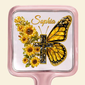 Butterfly Cross Floral Handheld Mirror – Personalized Gifts For Christians 04huqn051225 - Mirror - GoDuckee