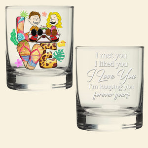 Personalized Gifts For Couple Round Whiskey Glass Summer Vacation 04XQQN150125PA - Whiskey Glass - GoDuckee