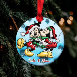 Couple Gift, Personalized Ceramic Ornament, Mouse Couple Ornament, Christmas Gift 02NAHN251023 - Ornament - GoDuckee