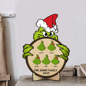 Gift For Family, Personalized Wood Sign, Christmas Green Monster Family Wood Sign, Christmas Gift 01NAHN080923 - Wood Sign - GoDuckee