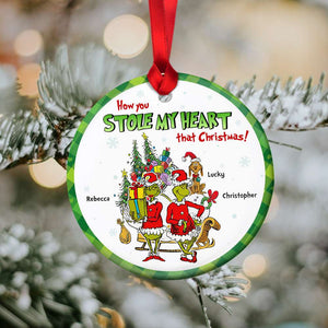 How You Stole My Heart That Christmas, Couple Gift, Personalized Ceramic Ornament, Green Monster Couple Ornament, Christmas Gift 03HTHN250923 - Ornament - GoDuckee