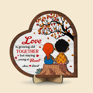 Personalized Gifts For Couple Wood Sign 05katn241224hg Love Is Growing Old Together - Wood Sign - GoDuckee