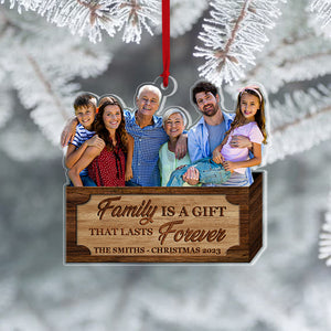 Family Is A Gift That Lasts Forever, Gift For Family, Personalized Ornament, Custom Family Image Ornament, Christmas Gift 04PGPO240723 - Ornament - GoDuckee