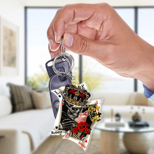 Gift For Couple, Personalized Keychain, King And Queen Skull Couple Keychain 02QHPO050723 - Keychains - GoDuckee