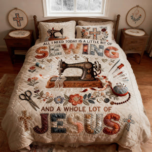 Sewing With Faith Quilt Bed Set – Christian Gift For Sewing Lovers 05PALU231225 - Blanket - GoDuckee