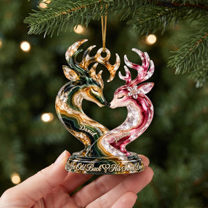 Old Buck And his Sweet Doe Marble Effect Ornament, Personalized Gifts For Couple 06QHLU141026 - Ornament - GoDuckee