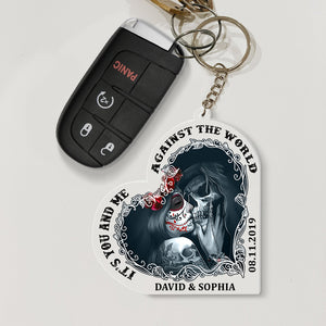 It's You And Me Against The World 03QHQN220623 Couple Kissing Personalized Keychain - Keychains - GoDuckee