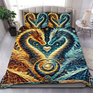 Personalized Gifts For Dragon Couple Lovers Quilt Bedding Set Special Line - Blanket - GoDuckee