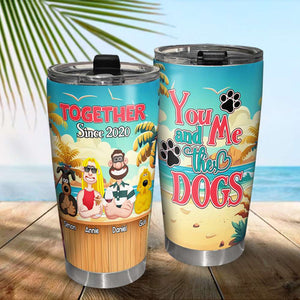 Personalized Gifts For Couples Tumbler Summer Couple & Fur Babies 03XQLU160125PA - Tumbler Cup - GoDuckee