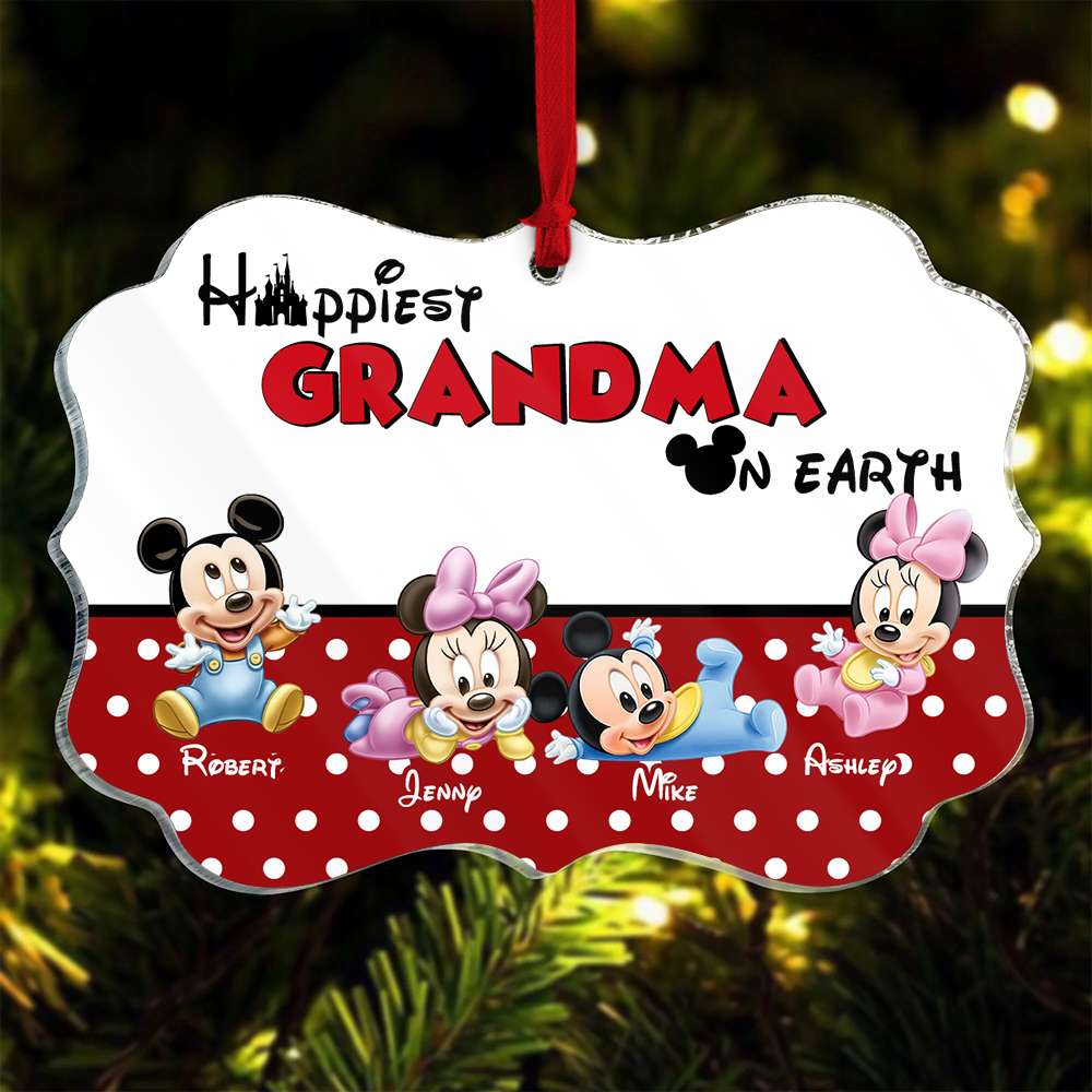 Happiest Grandma On Earth, Gift For Grandma, Personalized Acrylic Ornament, Mouse Kid Ornament, Christmas Gift 4OHHN161123 - Ornament - GoDuckee