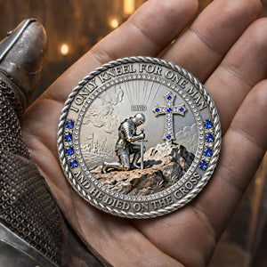 Knight Templar Kneeling Before A Cross Printed Metal Coin - Personalized Gifts For Christians 01kilu270226 - Coin - GoDuckee
