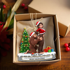 Playful Bigfoot Couple Ornament - Personalized Christmas Gift For Couples 01OHLU160925 - Ornament - GoDuckee