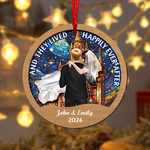And They Lived Happily Ever After, Couple Gift, Personalized Ornament, Couple Suncatcher Ornament - Ornament - GoDuckee
