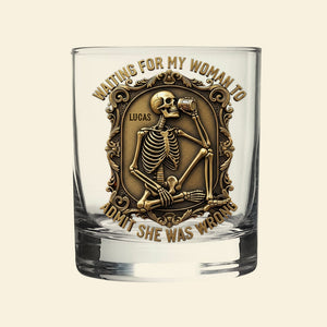Funny Skeleton Drinking Whiskey Glass, Personalized Gifts For Husband & Boyfriend 02qhtn070825 - Whiskey Glass - GoDuckee