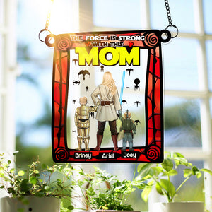 Personalized Gifts For Mom Suncatcher Ornament Strong Mom & Her Little Ones 05XQLU270225HHHG - Ornament - GoDuckee