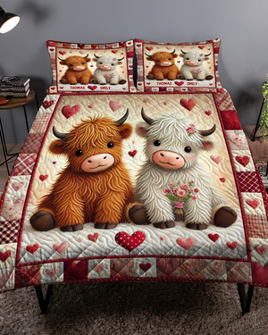 Personalized Gifts For Cow Couple Quilt Bedding Set 03XQPU080125 - Blanket - GoDuckee