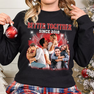 Better Together, Custom Couple Photo Bootleg Shirt, Gift For Couple, Valentine's Gifts, Anniversary Gifts - Shirts - GoDuckee