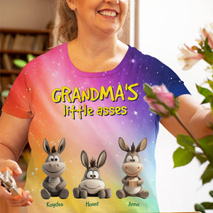 Personalized Gift For Grandma Shirt, Adorable Little Donkeys 01NALU190325 - AOP Products - GoDuckee