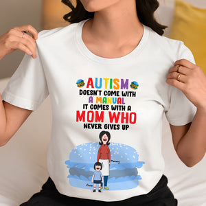 Personalized Gifts For Autism Mom Shirt, Mom & Her Little Kid 01KALU100325HG - Shirts - GoDuckee