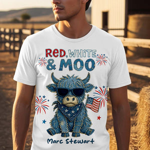 Highland Cow Freedom Shirt - Personalized Gifts For 4th Of July 04NADT190625 - AOP Products - GoDuckee