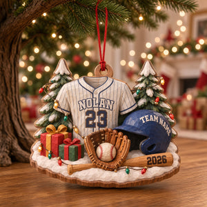 Batter Up Wood Effect Ornament, Personalized Gifts For Sport Lovers 04QHTN141026 - Ornament - GoDuckee
