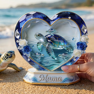 Sea Theme Turtle Mom And Kids Acrylic Plaque - Personalized Gifts For Mother's Day Plaque 04PGLU080426 - Shaped Plaques - GoDuckee