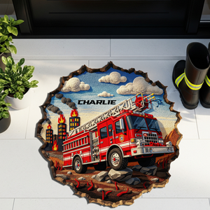 Rescue Hero Firetruck Doormat - Personalized Gifts For Firefighter 05OHLU130825 - Doormat - GoDuckee
