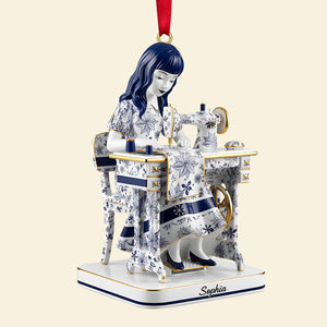 Toile De Jouy Sewing Girl Christmas Ornament Personalized Gifts For Sewing Lovers 05ohtn071125 - Ornament - GoDuckee