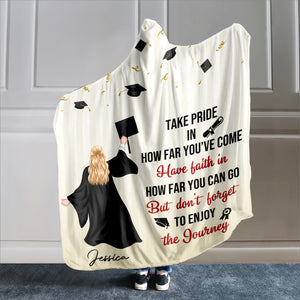 Personalized Gifts For Graduation Wearable Blanket Hoodie Enjoy The Journey - Blankets - GoDuckee