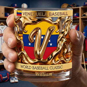 Venezuela Baseball 11oz Round Glass Personalized Gifts 04tgqn280326 - Glass - GoDuckee