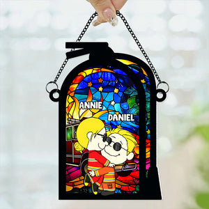 Personalized Gift For Firefighter Couple Window Hanging Suncatcher Ornament 01KALU170125HG - Ornament - GoDuckee