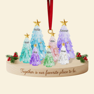 Personalized Gifts For Family, Christmas Tree Sea Glass Family Acrylic Ornament 01nata131025 - Ornament - GoDuckee