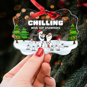 Chilling With Out Snowmies, Gift For Family, Personalized Acrylic Ornament, Snowman Family Ornament, Christmas Gift 05HTPO190723HA - Ornament - GoDuckee