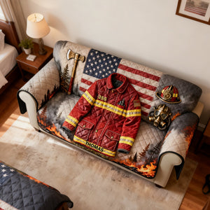 Firefighter Quilted Sofa Cover, Personalized Gifts 04KILU260126 - Sofa Cover - GoDuckee