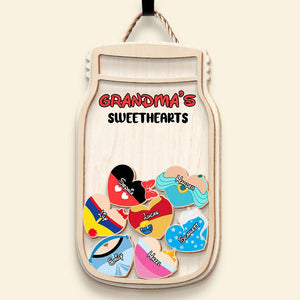 Personalized Gifts For Grandma Wood Sign Mason Jar Of Hearts, Mommy's Sweethearts 03QHDT080324 - Wood Signs - GoDuckee