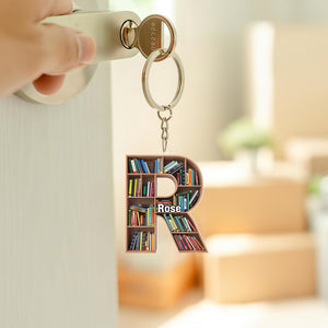 Personalized Gifts For Book Lover Keychain Alphabet Bookshelf - Keychains - GoDuckee