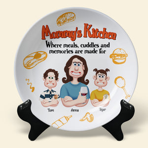 Personalized Gifts For Mom Ceramic Round Plate 05xqtn140325pa Mommy's Kitchen - Where Meals, Cuddles And Memories Are Made For - Ceramic Round Plate - GoDuckee