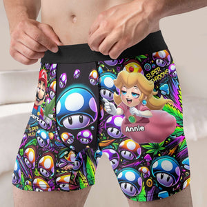 Personalized Gifts For Him Men's Boxers, Weed And Super Mushroom 01TGLU060125 - Boxer Briefs - GoDuckee