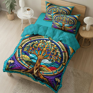 Tree Of Life Quilt Bed Set 024HUDT170125 - Blanket - GoDuckee