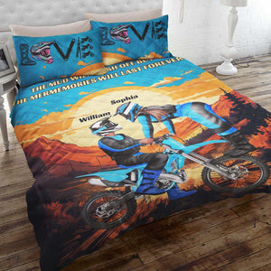 Personalized Gifts For Motocross Couple Quilt Bed Set 03XQDT030724PA - Blanket - GoDuckee