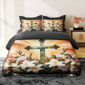 Personalized Gifts For Christians Quilt Bedding Set Special Line 04tgtn150125 Cross And Lilies - Blanket - GoDuckee