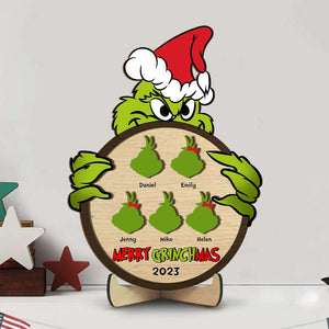 Gift For Family, Personalized Wood Sign, Green Monster Family Wood Sign, Christmas Gift 01NAHN110923 - Wood Sign - GoDuckee