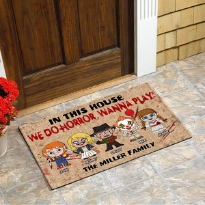 In This House, We Do Horror, Gift For Family, Personalized Doormat, Horror Movie Family Doormat, Halloween Gift 04NAHN100823HA - Doormat - GoDuckee