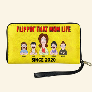 Personalized Gifts For Mom Leather Wallet 02totn120325hg Flippin' That Mom Life - Leather Wallet - GoDuckee
