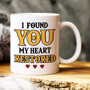 I Found You My Heart Restored, Gift For Couple, Personalized Mug, Couple Hugging Mug 02HUHN290623HH - Coffee Mug - GoDuckee