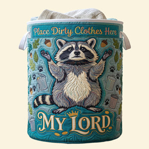 Adorable Raccoon Quilted Laundry Basket Personalized Gifts 03HUTN100726